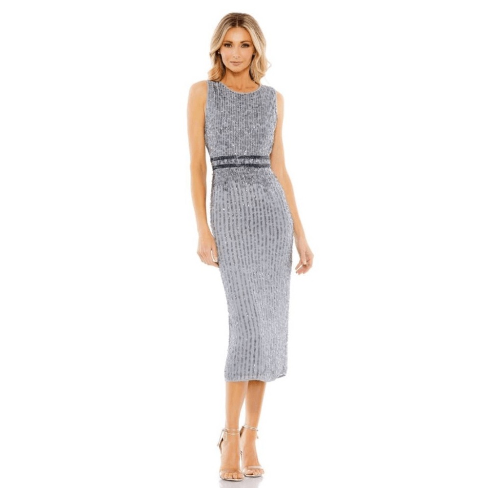 Mac Duggal sequin Sheath Midi Dress NWT